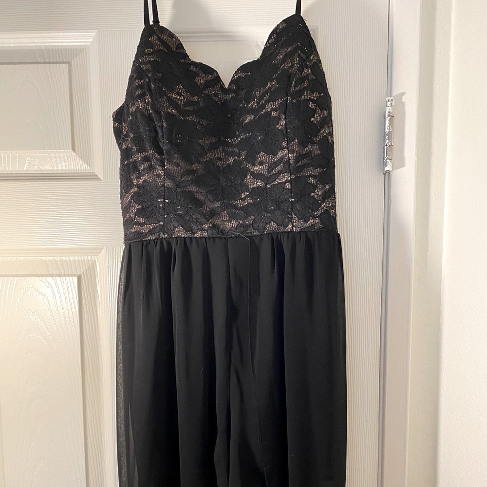 Black and Cream Lace Bodice Romper with skirt